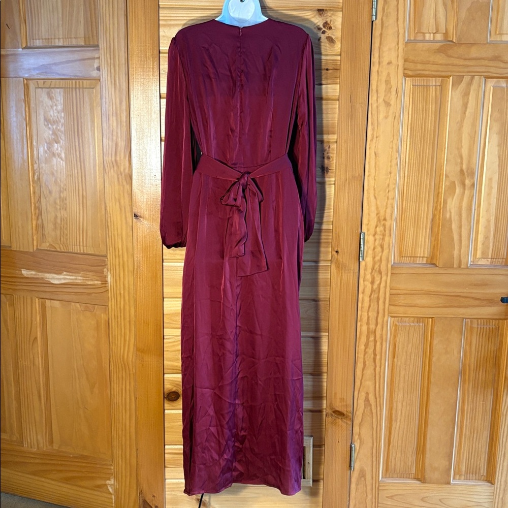 NWT Silk Pin Up Art Burgundy Sexy Wrap Formal Cocktail Maxi Dress Size Large - Picture 7 of 14